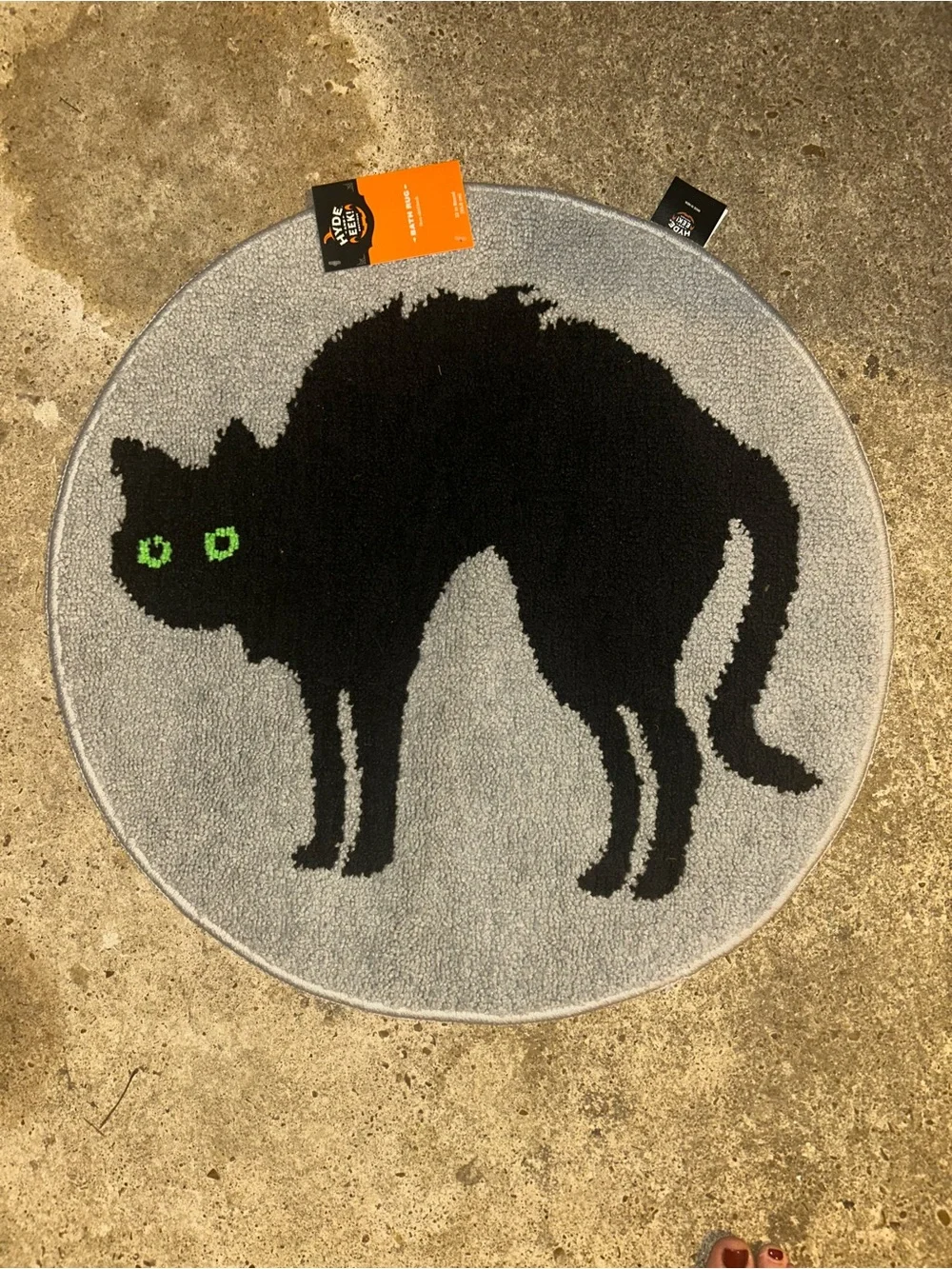 Black Cat Round Halloween Bath Mat